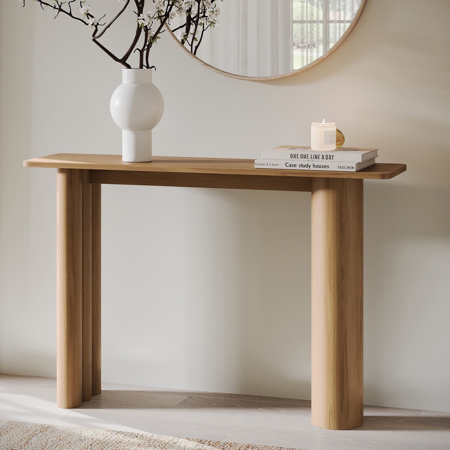 Oak Console Table Fluted Legs 120cm