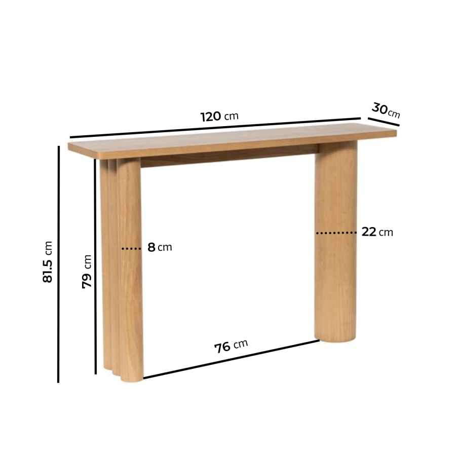 Oak Console Table with Fluted Legs - Tate