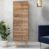 Solid Wood Tallboy Storage Cabinet with Brass Inlay &amp; 5 Drawers- Tahlia Range