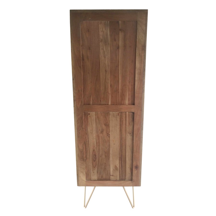 Solid Wood Tallboy Storage Cabinet with Brass Inlay & 5 Drawers- Tahlia Range