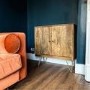 Small Solid Wood TV Unit with Brass/ Gold Inlay - TV's up to 40" - Tahlia 
