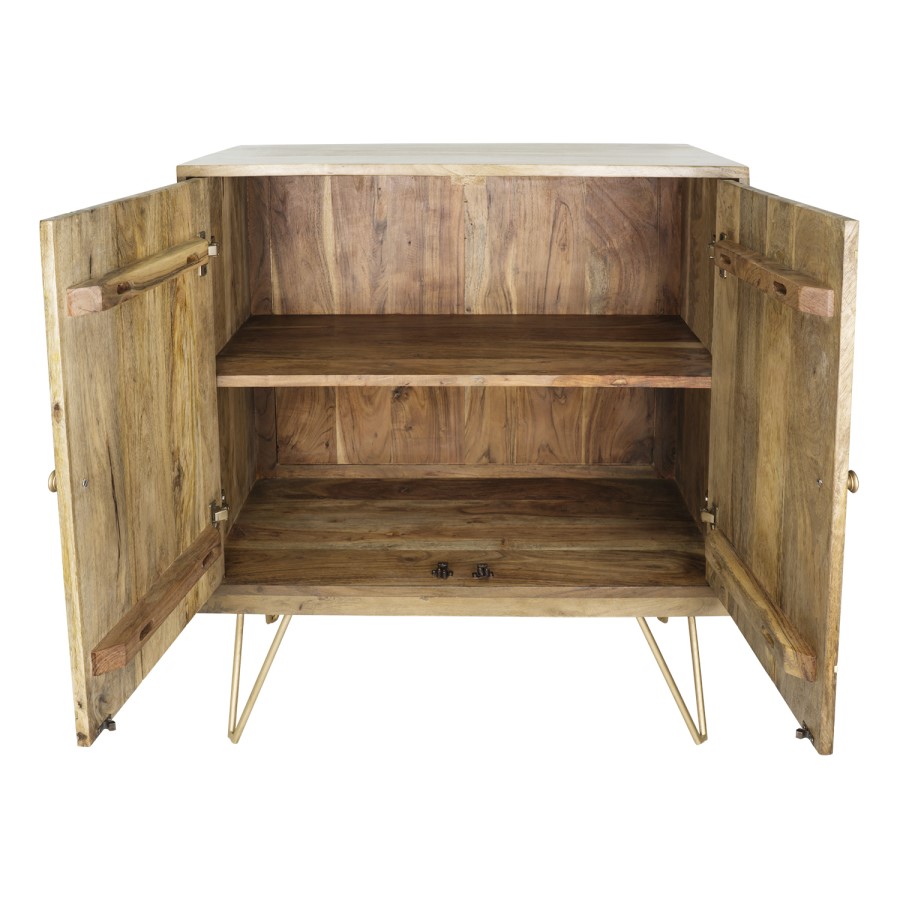 Small Solid Wood TV Unit with Brass/ Gold Inlay - TV's up to 40" - Tahlia 