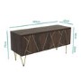 3 Door Sideboard in Dark Wood with Brass Inlay - Tahlia