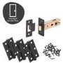 Internal Matt Black Lever Fire Door Handle with Latch and Hinges Pack - 65mm Latch - Tanaro - XL Joinery