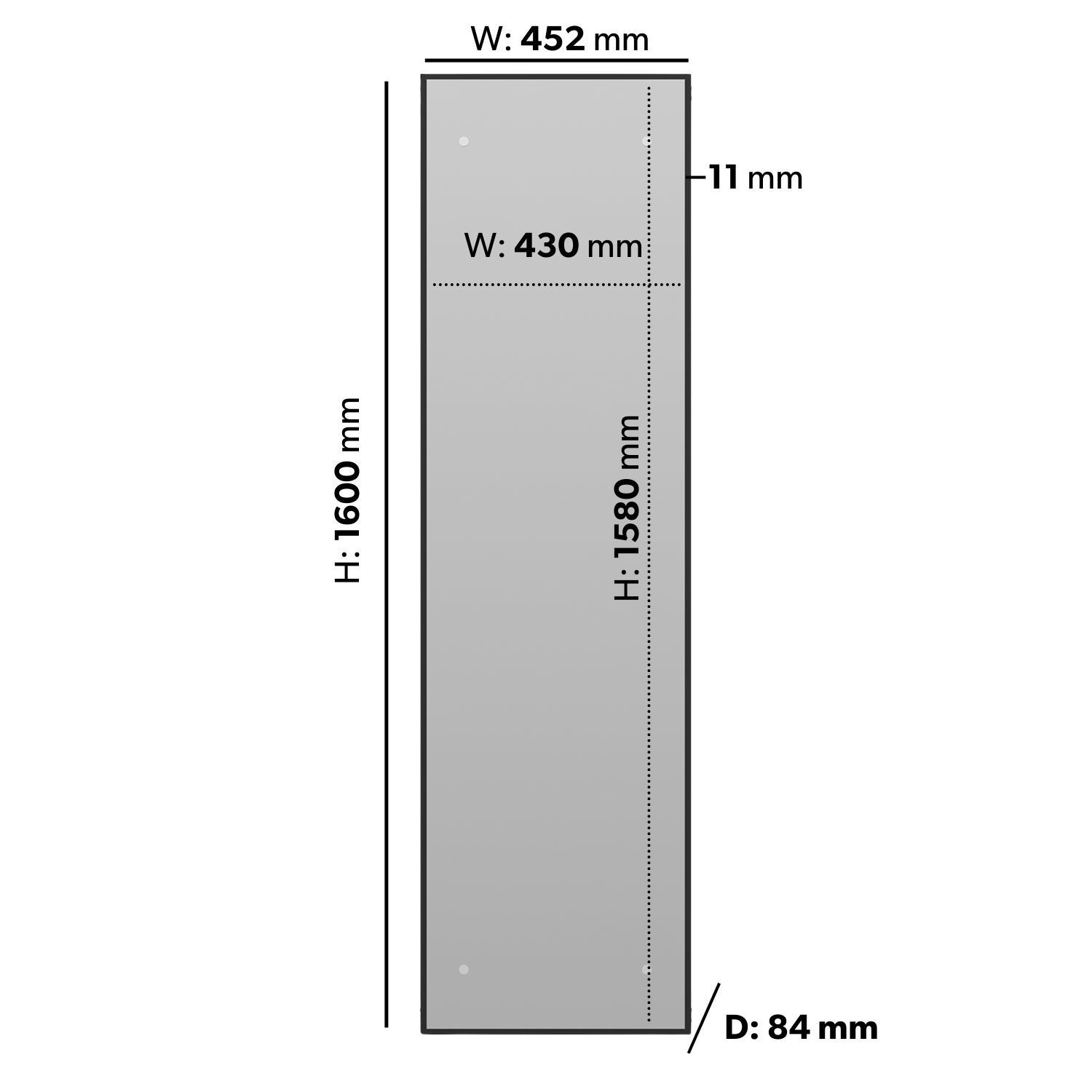 Tanami Radiator Black Vertical Single Panel Mirrored Radiator 1600 x 452mm - Tanami ...