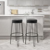 GRADE A2 - Pair of Dark Grey Velvet Bar Stools with Black Metal Legs - Tara GRADE A2 - Pair of Dark Grey Velvet Bar Stools with Black Metal Legs - Tara