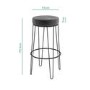 GRADE A2 - Pair of Dark Grey Velvet Bar Stools with Black Metal Legs - Tara