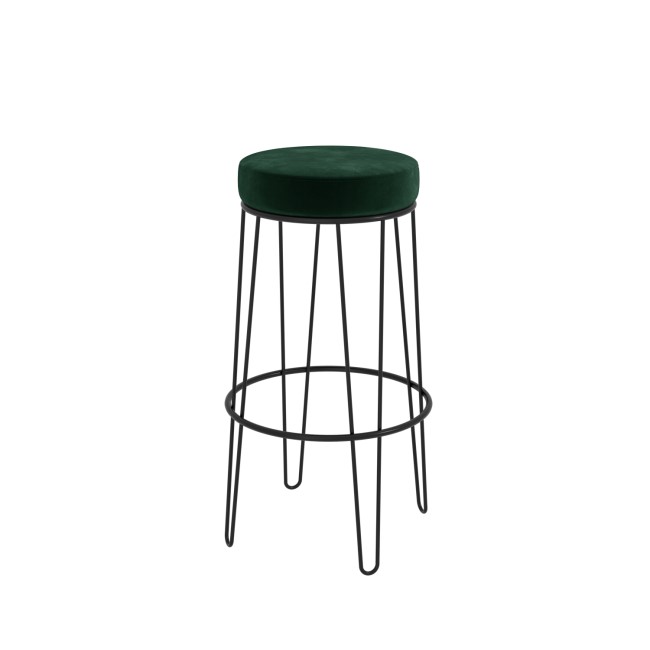 Set of 2 Dark Green Velvet Hairpin Bar Stools  73cm - Tara