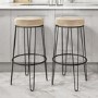 Set of 2 Cream Velvet Bar Stools - 73cm - Tara