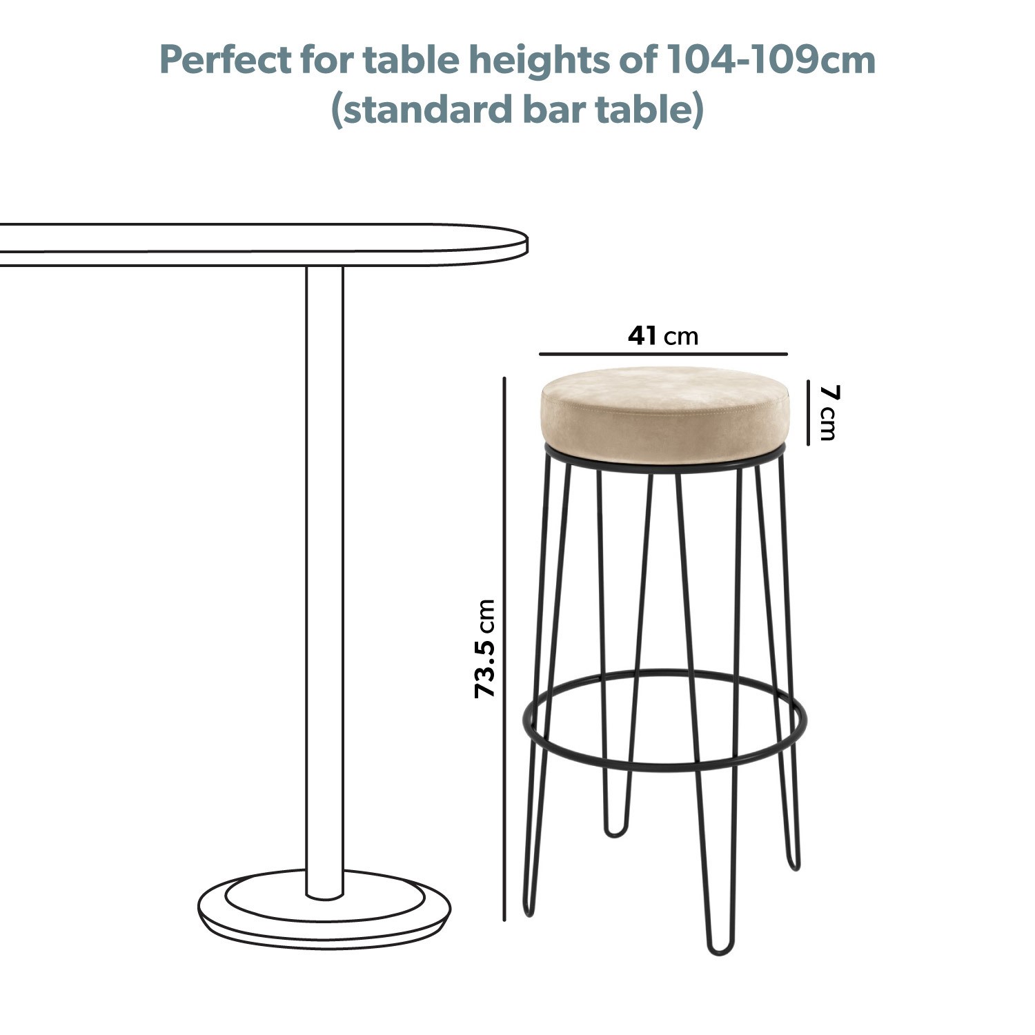 Set of 2 Cream Velvet Bar Stools 73cm Tara Furniture123