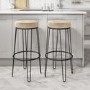 GRADE A1 - Pair of Cream Bar Stools with Velvet Padding - Tara