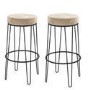 Set of 2 Cream Velvet Bar Stools - 73cm - Tara