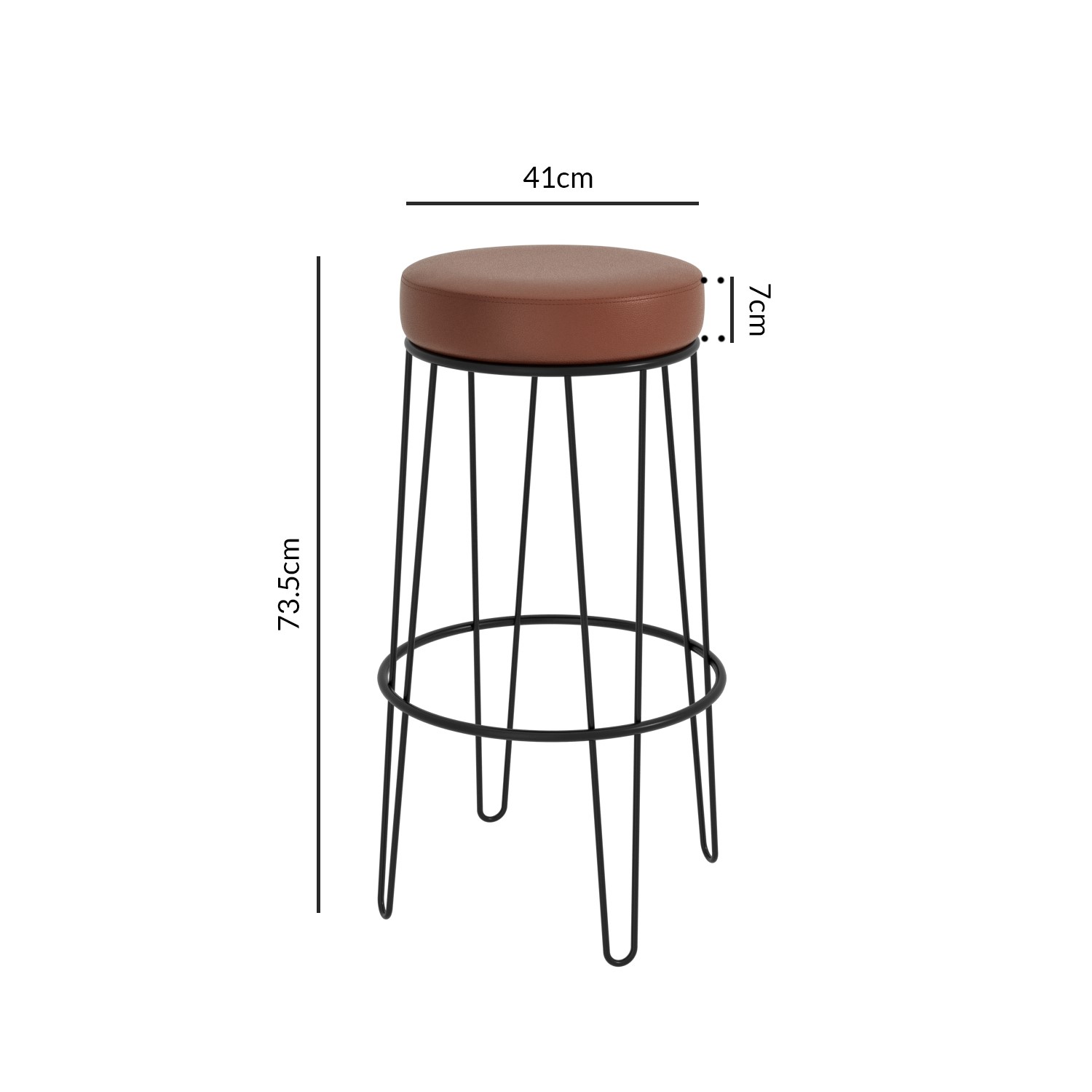 Pair of Tan Faux Leather Bar Stools with Hairpin Legs Tara 