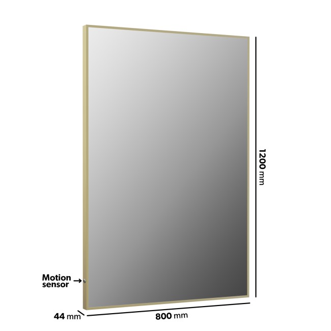 Rectangular Brass Backlit Heated Bathroom Mirror with Lights 1200 x 800mm - Taurus