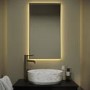 Rectangular Brass Backlit Heated Bathroom Mirror with Lights 700 x 400mm - Taurus