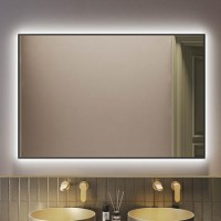 Rectangular Black Backlit Heated Bathroom Mirror with Lights 1200 x 800mm - Taurus