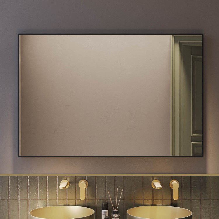 Rectangular Black Backlit Heated Bathroom Mirror with Lights 1200 x 800mm - Taurus