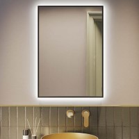 Rectangular Black Backlit Heated Bathroom Mirror with Lights 500 x 700mm - Taurus