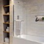 Chrome Hinged Shower Bath Screen with Towel Rail 1450 x 775mm - Taurus