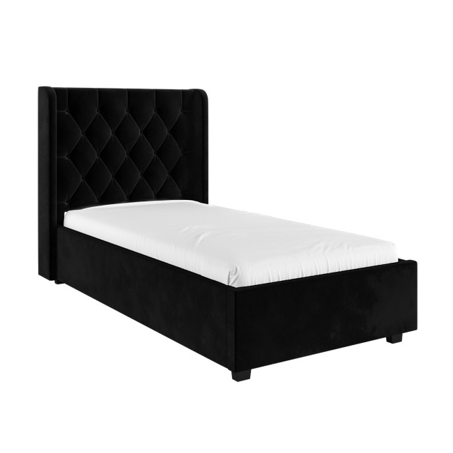 Black Velvet Single Side-Lift Ottoman Bed - Taylor