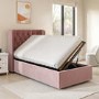 Pink Velvet Single Side-Lift Ottoman Bed - Taylor