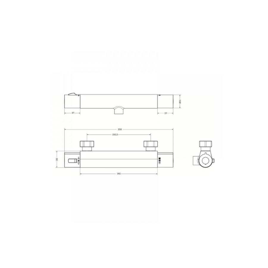 Cool Touch Minimalist Thermostatic Shower Bar Valve - WRAS Approved & TMV2