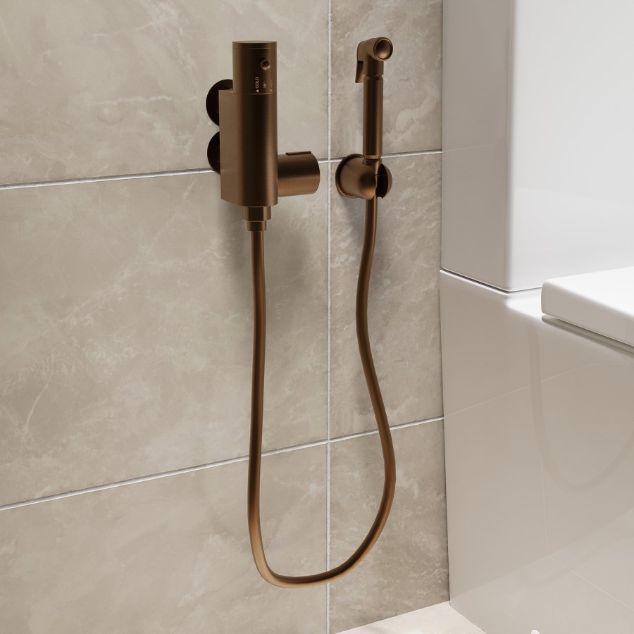 Brushed Bronze Thermostatic Douche Shower / Bidet Shower Spray Kit - Arissa