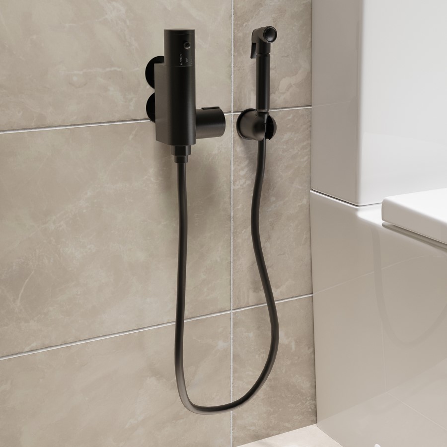 Gunmetal Grey Thermostatic Douche Shower / Bidet Shower Spray Kit - Arissa