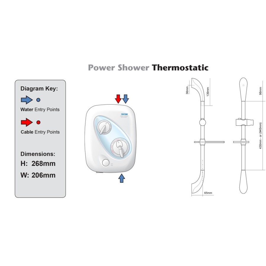 GRADE A1 - Triton Showers Thermostatic Power Shower - Satin