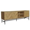 Chevron Solid Wood TV Stand with Storage - TV&#39;s up to 70&quot; - Telsa
