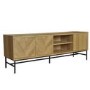 Chevron Solid Wood TV Stand with Storage - TV's up to 70" - Telsa