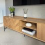 Chevron Solid Wood TV Stand with Storage - TV's up to 70" - Telsa