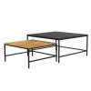 Small Square Oak and Black Nest of 2 Tables - Telsa