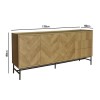 Chevron Oak Sideboard with 3 Storage Drawers - Telsa