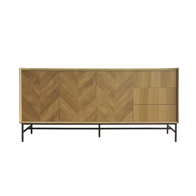 Chevron Oak Sideboard with 3 Storage Drawers - Telsa