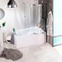 Palham Right Hand P Shape Bath 1500 with Side Panel & Shower Screen 1500 x 700mm