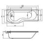 Palham Right Hand P Shape Bath 1500 with Side Panel & Shower Screen 1500 x 700mm