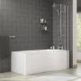 Palham Right Hand P Shape Bath with Side Panel & Shower Screen - 1700 x 700mm 