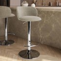 TES001 Beige Upholstered Adjustable Swivel Bar Stool with Chrome Base - Tessa