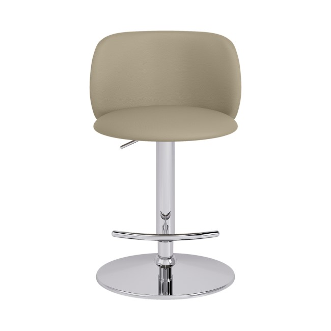 Beige Faux Leather Adjustable Swivel Bar Stool with Chrome Base - Tessa