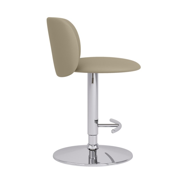 Beige Faux Leather Adjustable Swivel Bar Stool with Chrome Base - Tessa