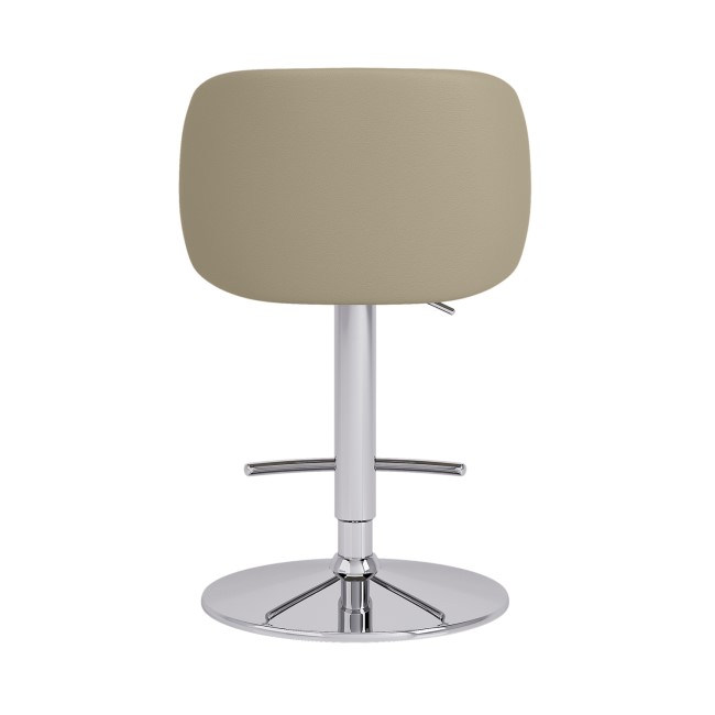 Beige Faux Leather Adjustable Swivel Bar Stool with Chrome Base - Tessa