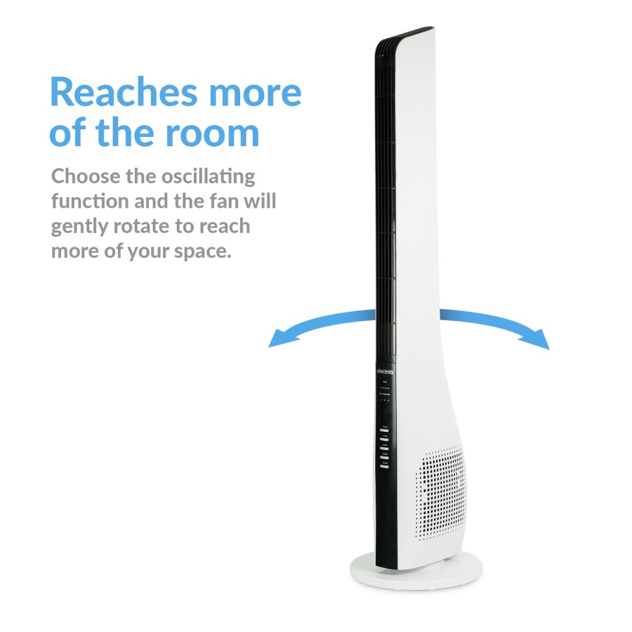electriQ 44 Inch Tower Fan with Remote Control 3 Speed Settings Timer & Oscillation Functions