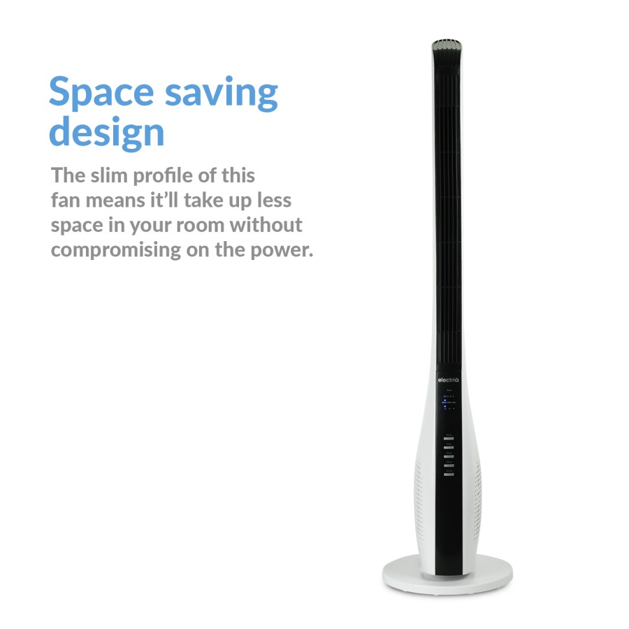 electriQ 44 Inch Tower Fan with Remote Control 3 Speed Settings Timer & Oscillation Functions