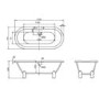 Chancery Traditional Freestanding Bath with Ball & Claw Feet - 1760 x 800 x 630mm