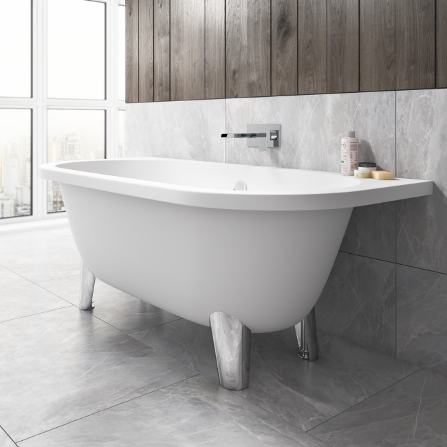 Back To Wall Freestanding Bath with Modern Feet - 1680 x 785 x 620mm