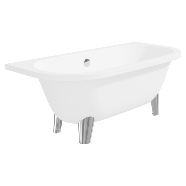 Back To Wall Freestanding Bath with Modern Feet - 1680 x 785 x 620mm