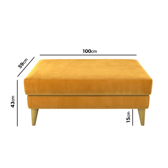 Mustard Velvet Armchair Loveseat and Footstool - Thea