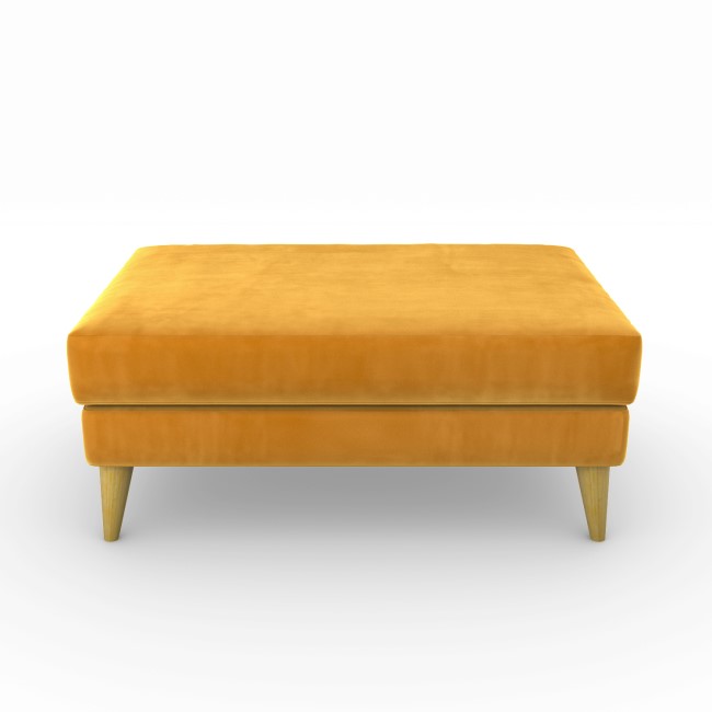 Mustard Velvet Armchair Loveseat and Footstool - Thea