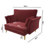GRADE A1 - Red Velvet Armchair Loveseat and Footstool Set - Thea